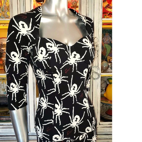 Betsey Johnson LTD Black Widow Spider Dress Top Leggings Pants Set Size S Y2K - Picture 9 of 16